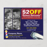 Barber Shop & Salon Customisable Coupon Template Flyer<br><div class="desc">Remain visible and in front of the competiton by customising, printing and handing out these effective barber shop flyers to all who can utilise your barber/salon services. Show your work by replacing the barber cuts/images with your own. This flyer displays a customisable coupon that is sure to peek the interest...</div>