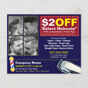 Barber Shop & Salon Customisable Coupon Template Flyer