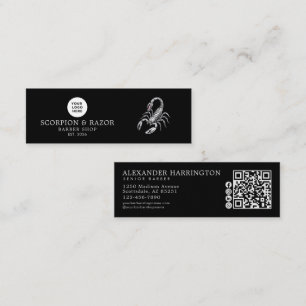 Barber Shop Silver Scorpion Qr Code Social Icons Mini Business Card