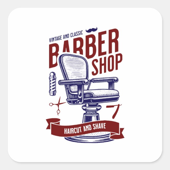 Barber Shop Square Sticker (Front)