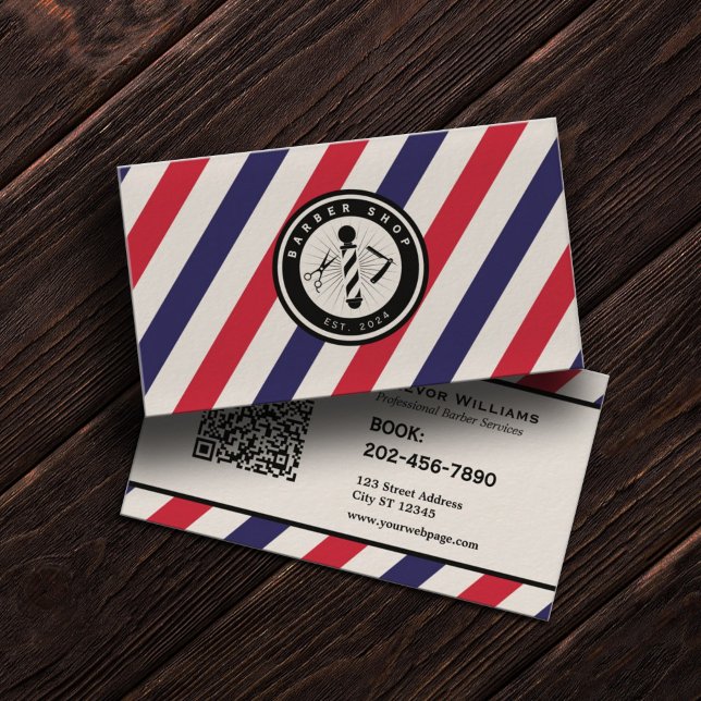Barber shop stripes barbershop logo business card (Creator Uploaded)