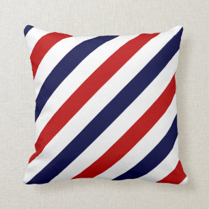 Barber shop stripes patriotic striped pattern cushion