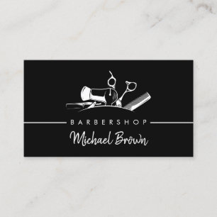 Barber Shop Tools Hair Cut Salon Simple Logo Theme Business Card