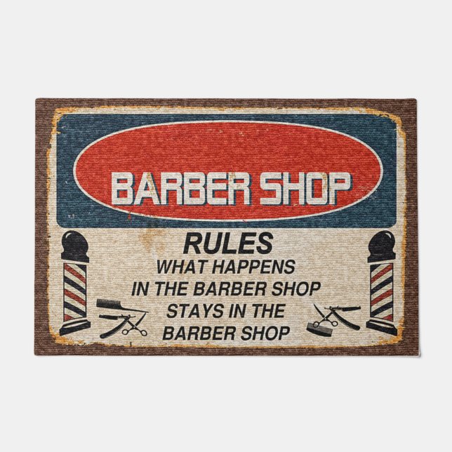 Barber Shop Welcome Mat, Hair Salon Door Mat (Front)