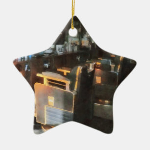 Barber Shop With Sun Streaming Through Window Ceramic Tree Decoration