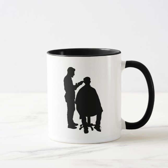 Barber Silhouette Mug  Personalise with Name (Right)