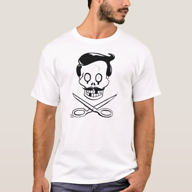 Barber Skull and Crossbones T-Shirt (Front)
