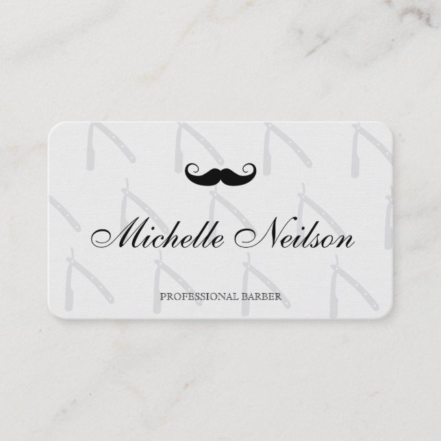 Barber Straight Blade Pattern Business Card (Front)