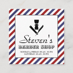 Barber stripes and logo vintage cover  square business card
