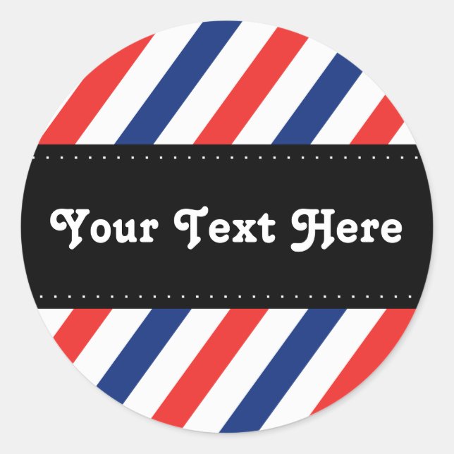 Barber Stripes Classic Round Sticker (Front)