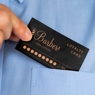 Barber stylist modern gold black professional loyalty card