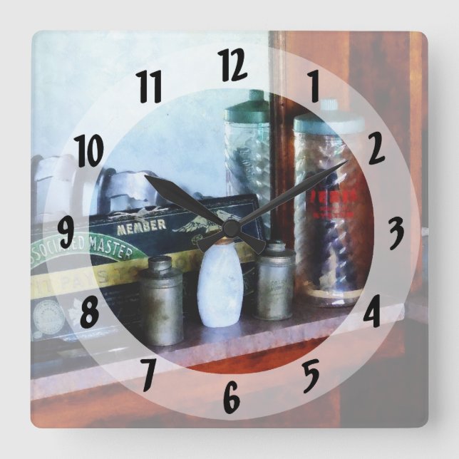 Barber Supplies Square Wall Clock (Front)
