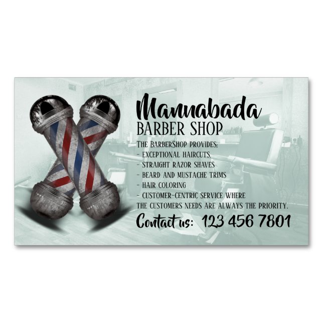 Barber supply shop custom photo 	Magnetic business card (Front)