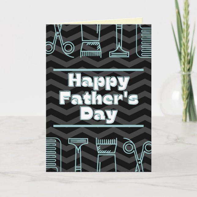 Barber Themed Happy Father's Day Card (Front)