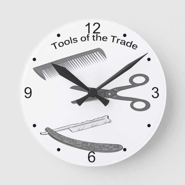 Barber Tools of The Trade Round Clock (Front)