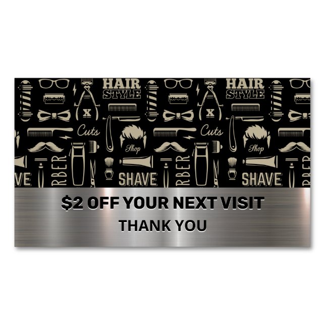 Barber Tools Pattern | Discount Magnetic Business Card (Front)