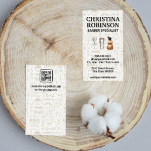Barber Tools Set Qr Code Business Card