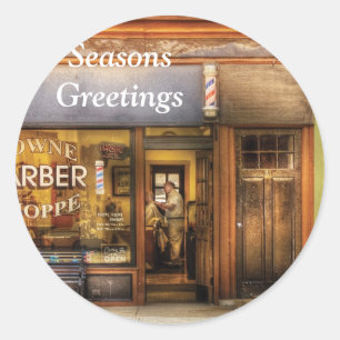 Barber - Towne Barber Shop Classic Round Sticker