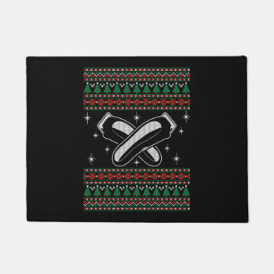 Barber Ugly Christmas Sweater Xmas Doormat