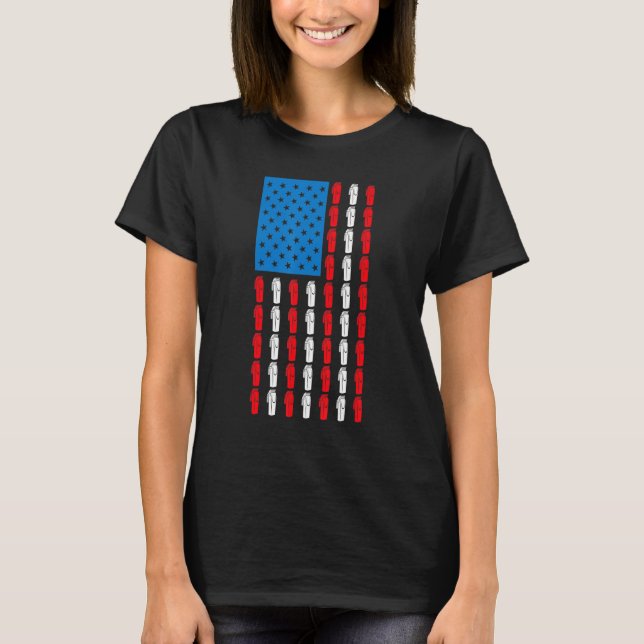 Barber US Flag Cool Design Hairdresser Barbershop  T-Shirt (Front)