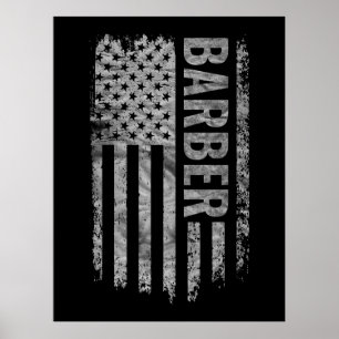Barber USA Flag Distressed design Poster