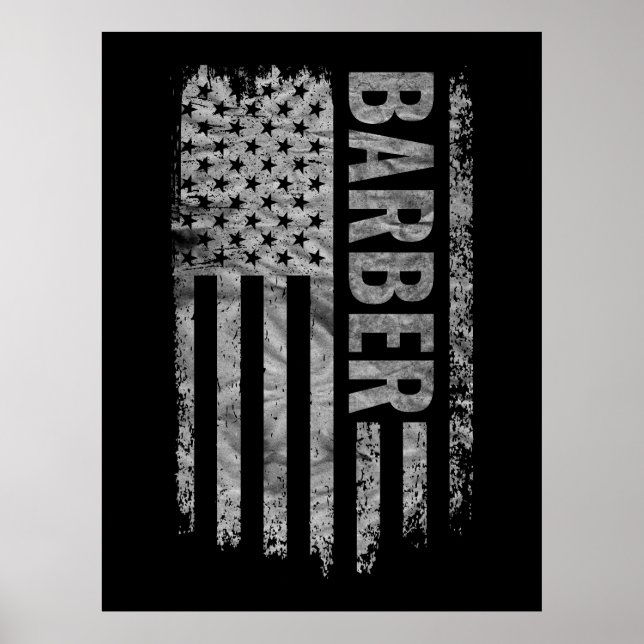 Barber USA Flag Distressed design Poster (Front)
