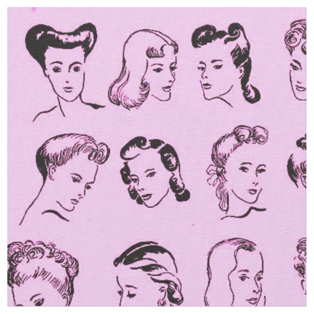 Barber vintage 81 hairstyle. 1940s fashion. Pink Fabric (Close Up)