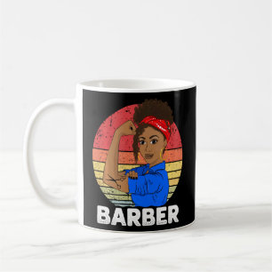 Barber Vintage Black Girl Scissors Sunset Hairdres Coffee Mug