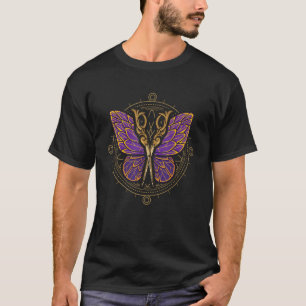 Barber Woman Hair Stylist Mother Vintage Butterfly T-Shirt