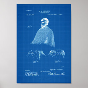 Barber's Cape Antique Patent Poster Blueprint