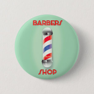 Barbers Shop Vintage Pole Sign 6 Cm Round Badge