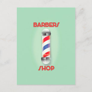 Barbers Shop Vintage Pole Sign Postcard