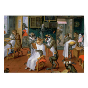 Barber's shop with Monkeys and Cats