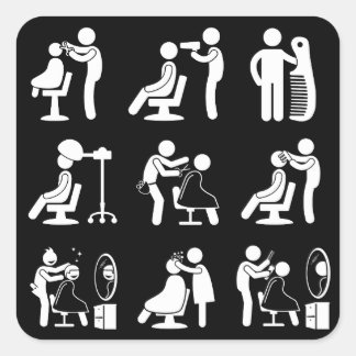 Barbershop Barber & Hairstylist Saloon Routine Square Sticker