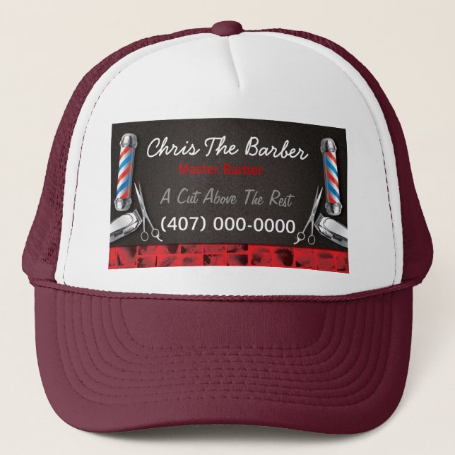 Barbershop Barber pole and clippers Trucker Hat (Front)