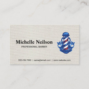 Barbershop Barber Pole Logo Business Card