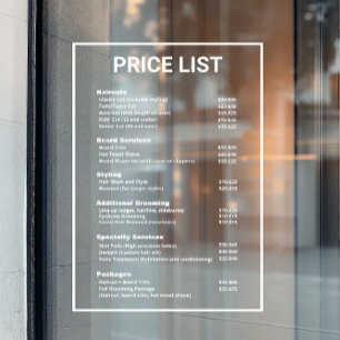 Barbershop Barber Shop Price List Service Menu 