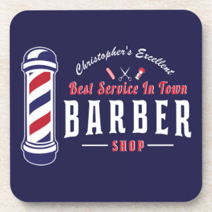 Barbershop Best Stylist Service Barber Monogram Coaster