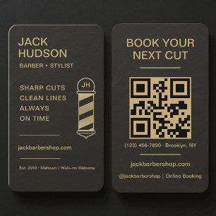 Barbershop Black Slate Stone Barber Haircut Business Card