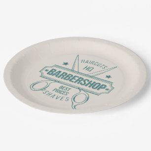 Barbershop blue jeans texture paper plate