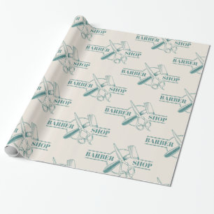 Barbershop blue jeans texture wrapping paper