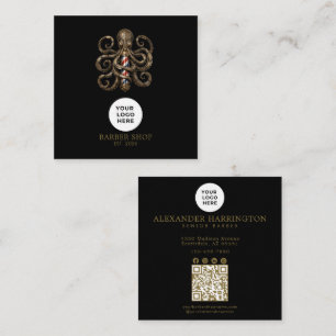 Barbershop Bronze Octopus Professional Qr Code Square Business Card