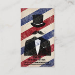 Barbershop Business Card<br><div class="desc">Barbershop Business card with moustache ,  tuxedo,  bow tie graphic. Card has a grunge texture to it and traditional barber background colours. Perfect for a barber,  barbershop,  barber shop,   or stylist.</div>