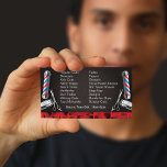 Barbershop Business Card (Barber pole and clippers<br><div class="desc">This is a CUSTOMIZABLE barbershop business card design. The design is represented by barbershop colors of blue and red. All artwork was created and illustrated by Dale Arthur of whizcreations.net.</div>