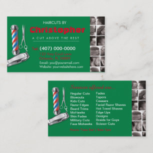 Barbershop Business Card-Barber pole, clippers com Card
