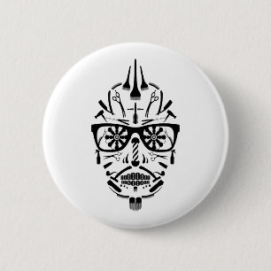 barbershop calavera 6 cm round badge
