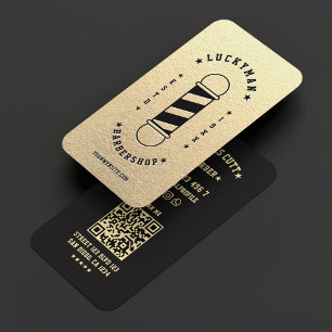 Barbershop Classic Elegant Gold Black Barber Pole Business Card