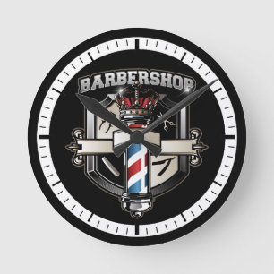 Barbershop Classic Logo Round Clock