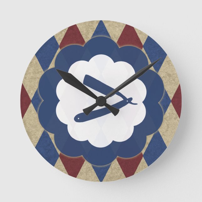 barbershop diamonds round clock (Front)