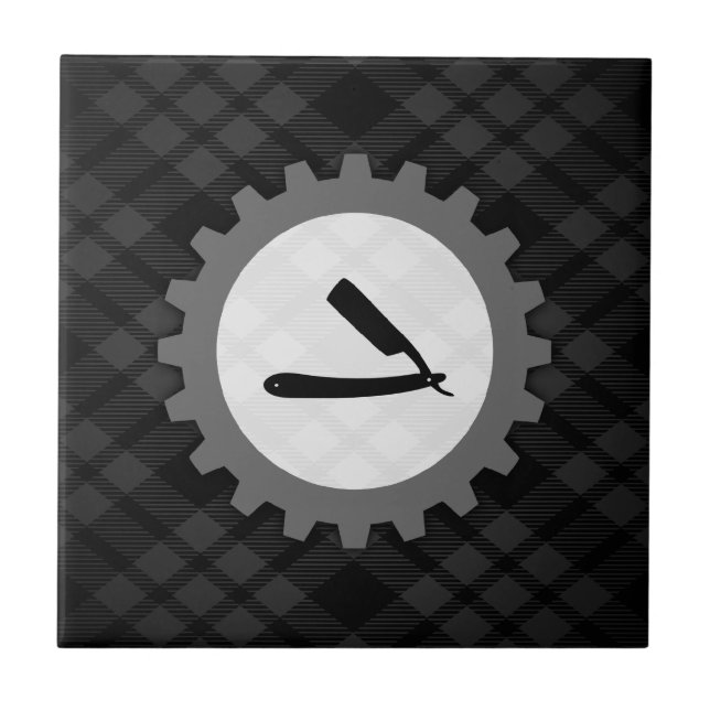 barbershop gear ceramic tile (Front)